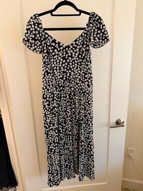 dusty blue flowy dress Shona Joy - Emory High Neck Balloon Sleeve Maxi Dress main image 0